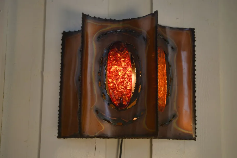 New Pamono Vintage Copper and Resin Wall Light from Accolay, 1950s