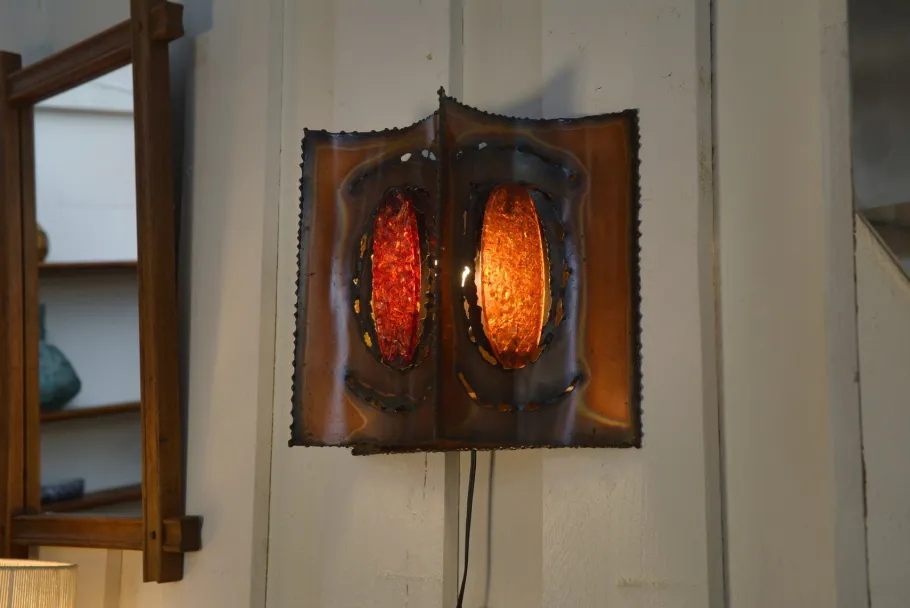 New Pamono Vintage Copper and Resin Wall Light from Accolay, 1950s