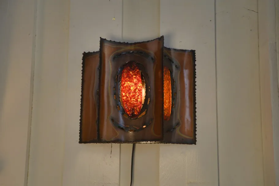New Pamono Vintage Copper and Resin Wall Light from Accolay, 1950s