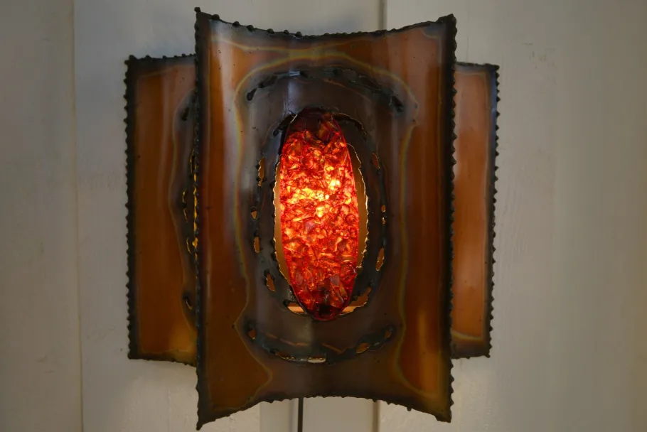 New Pamono Vintage Copper and Resin Wall Light from Accolay, 1950s