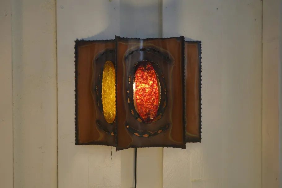 New Pamono Vintage Copper and Resin Wall Light from Accolay, 1950s