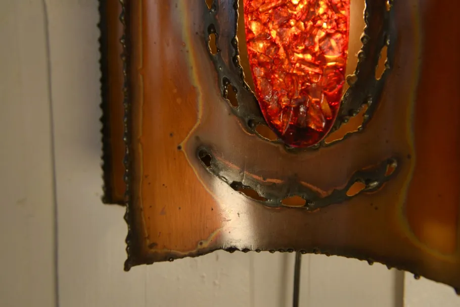 New Pamono Vintage Copper and Resin Wall Light from Accolay, 1950s