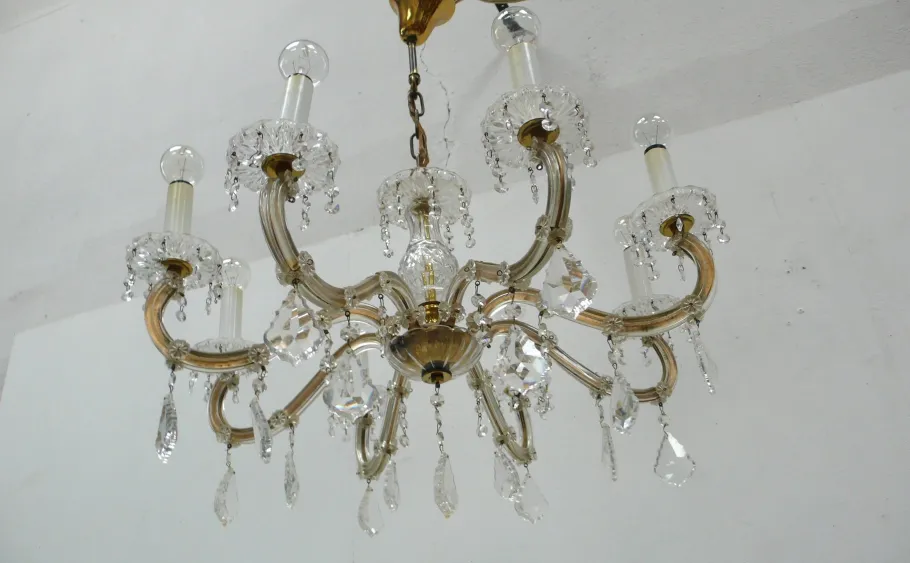 Sale Pamono Vintage Cristal Chandelier in Murano Glass, 1950s