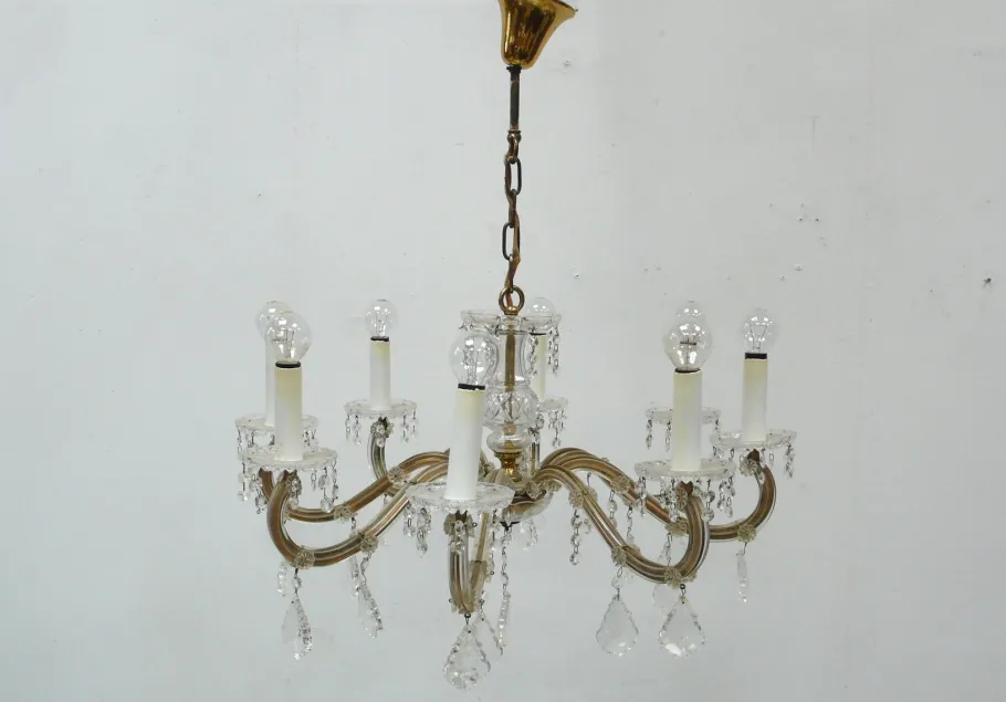 Sale Pamono Vintage Cristal Chandelier in Murano Glass, 1950s