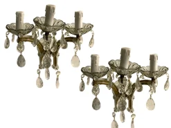 New Pamono Vintage Crystal and Murano Glass Sconces, 1960s, Set of 2