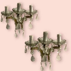 New Pamono Vintage Crystal and Murano Glass Sconces, 1960s, Set of 2