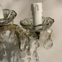 New Pamono Vintage Crystal and Murano Glass Sconces, 1960s, Set of 2