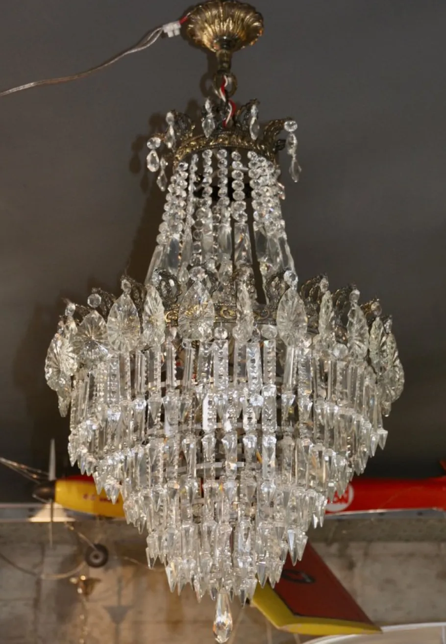 Hot Pamono Vintage Crystal Chandelier, 1940s