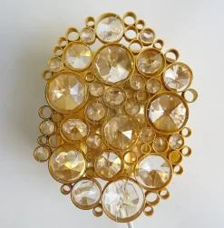 Best Pamono Vintage Crystal Wall Lamp in Gilded Brass from Palwa, 1950s