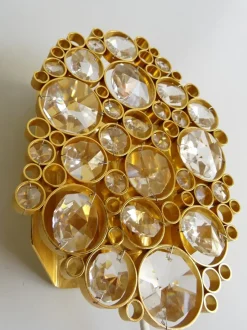 Best Pamono Vintage Crystal Wall Lamp in Gilded Brass from Palwa, 1950s