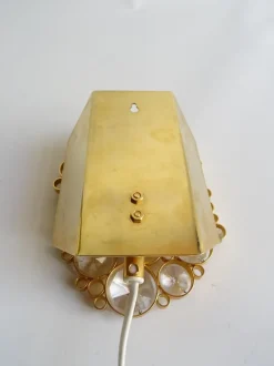 Best Pamono Vintage Crystal Wall Lamp in Gilded Brass from Palwa, 1950s