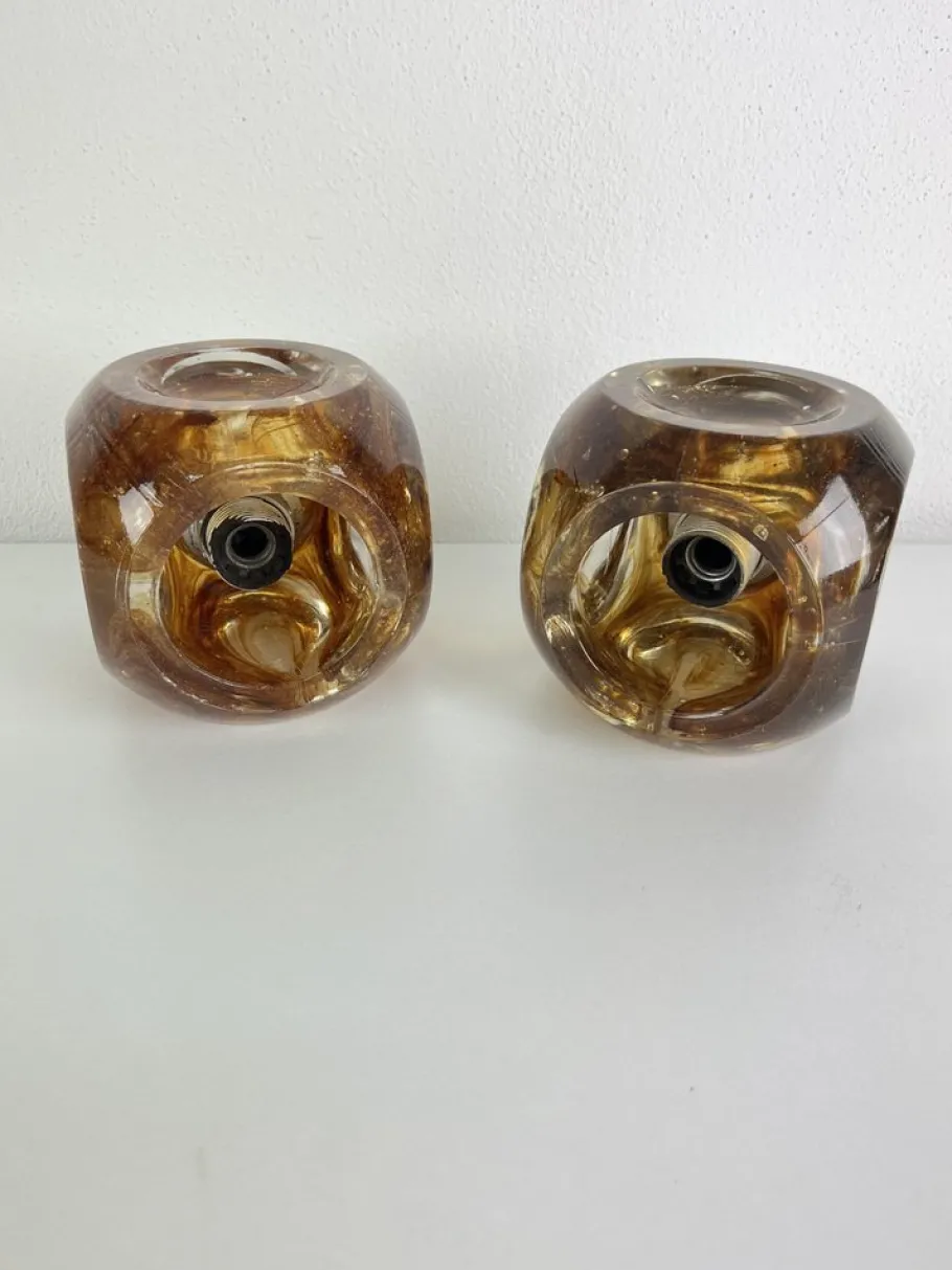 Clearance Pamono Vintage Cubic Murano Glass Wall Lamps, 1970s, Set of 2