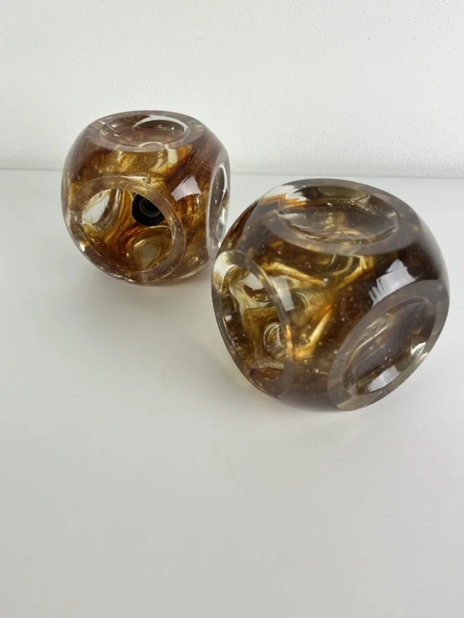 Clearance Pamono Vintage Cubic Murano Glass Wall Lamps, 1970s, Set of 2