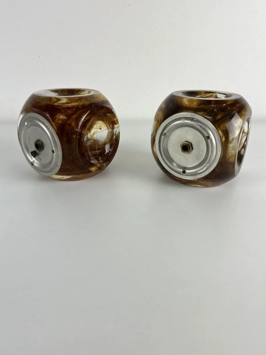 Clearance Pamono Vintage Cubic Murano Glass Wall Lamps, 1970s, Set of 2