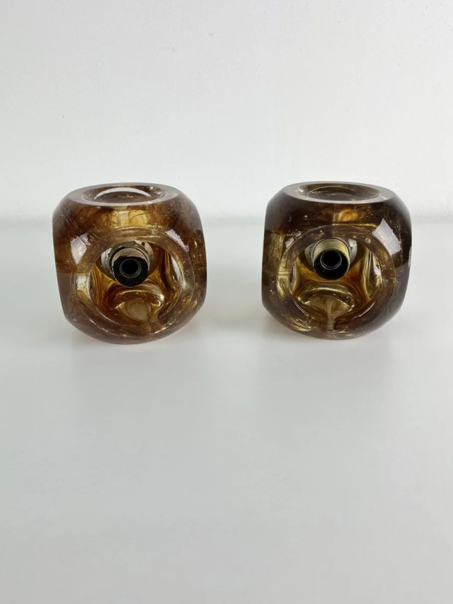 Clearance Pamono Vintage Cubic Murano Glass Wall Lamps, 1970s, Set of 2