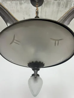 Best Pamono Vintage Cubist Bronze Chandelier, 1930s