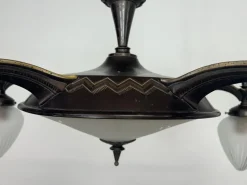 Best Pamono Vintage Cubist Bronze Chandelier, 1930s