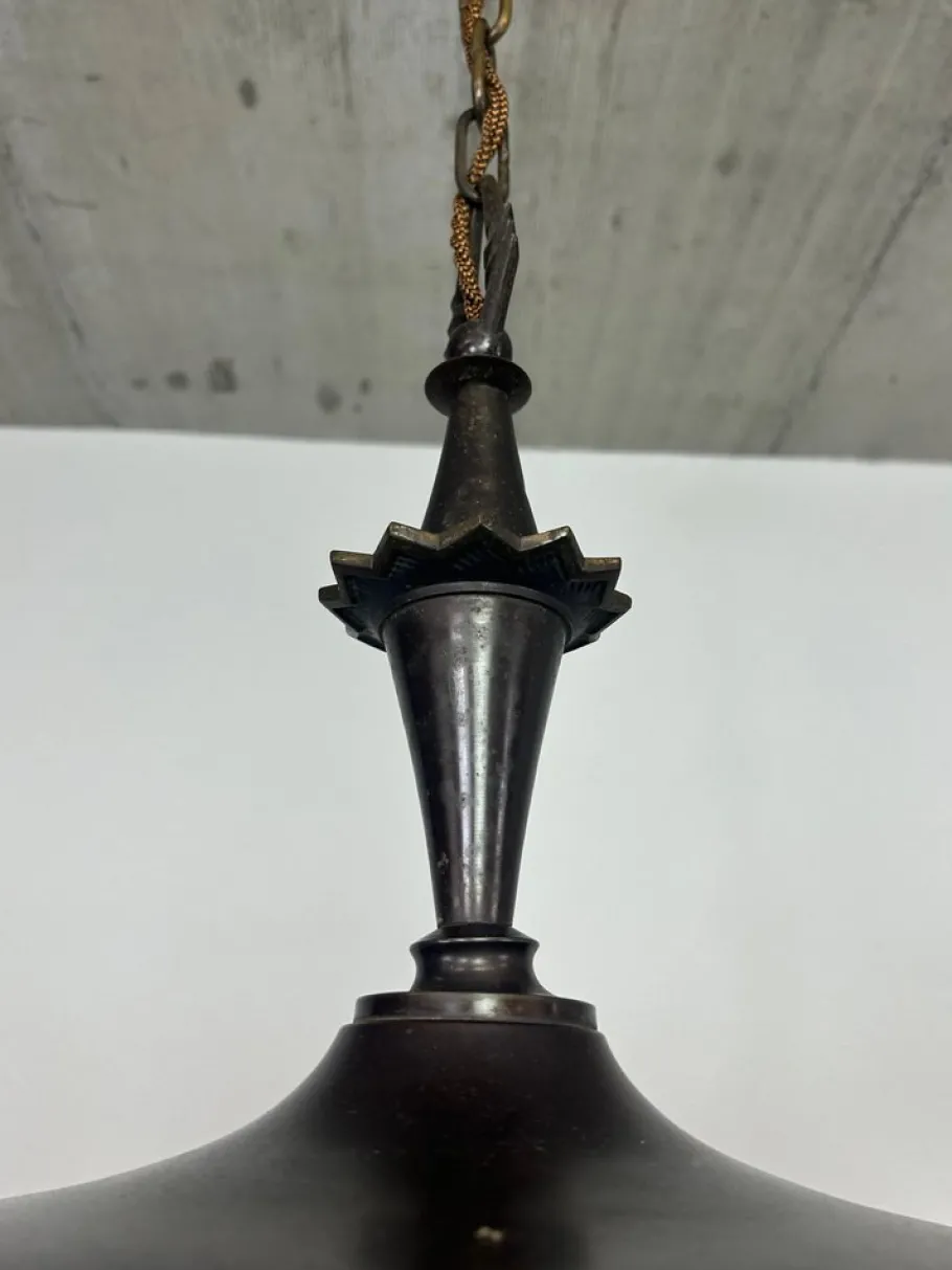 Best Pamono Vintage Cubist Bronze Chandelier, 1930s