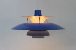 Discount Pamono Vintage Danish Blue Ceiling Pendant PH5 by Poul Henningsen for Louis Poulsen, 1960s