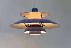Discount Pamono Vintage Danish Blue Ceiling Pendant PH5 by Poul Henningsen for Louis Poulsen, 1960s