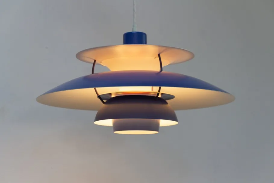 Discount Pamono Vintage Danish Blue Ceiling Pendant PH5 by Poul Henningsen for Louis Poulsen, 1960s
