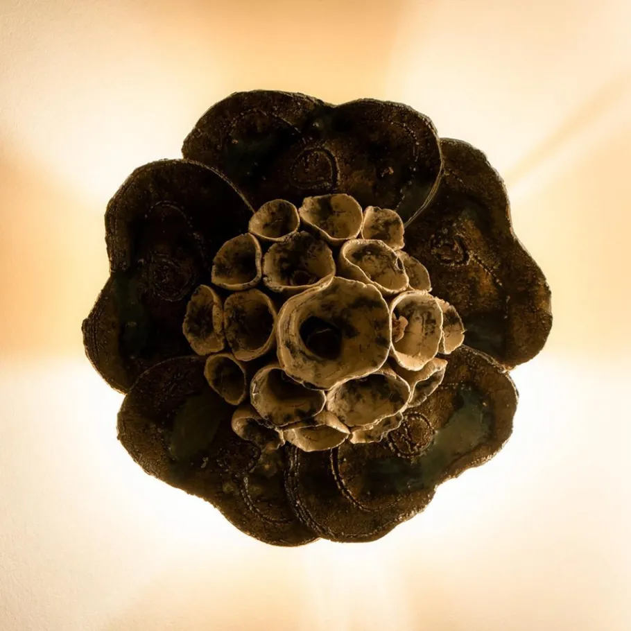 Pamono Vintage Danish Floral Ceramic Wall Light, 1970