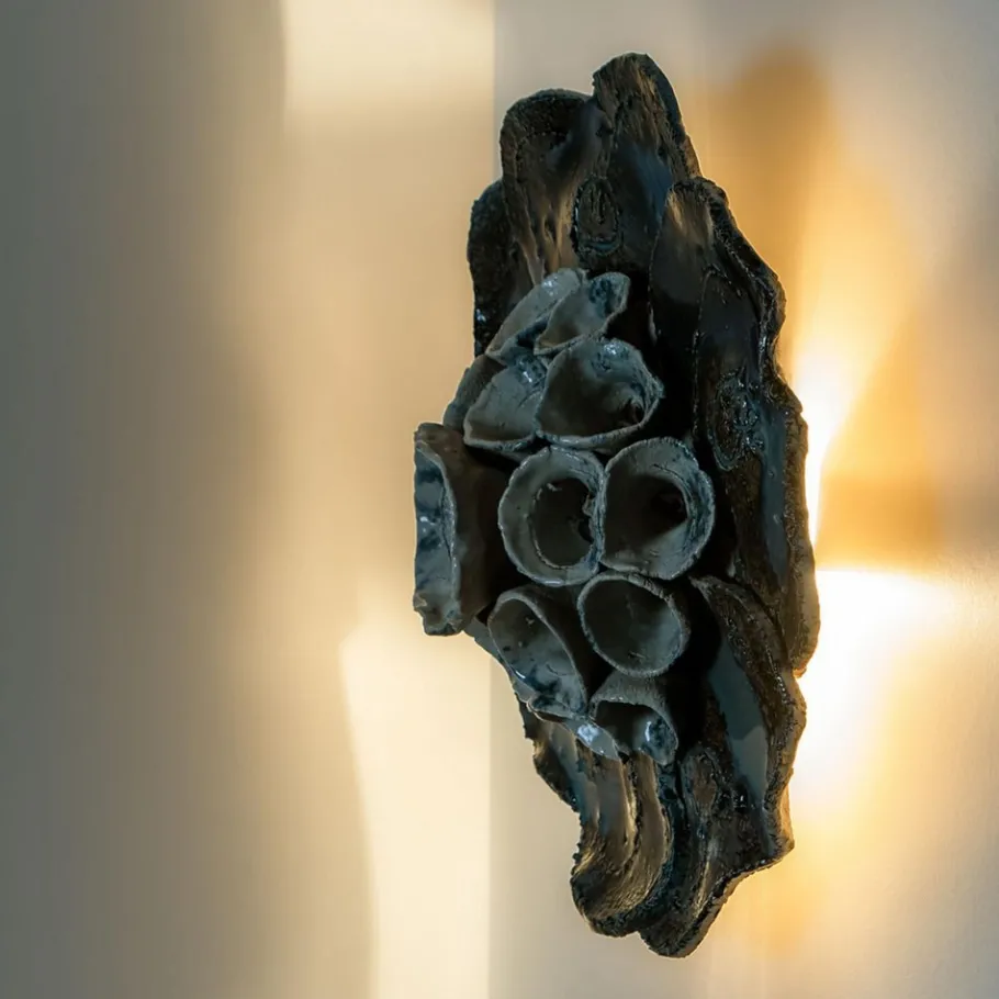 Pamono Vintage Danish Floral Ceramic Wall Light, 1970