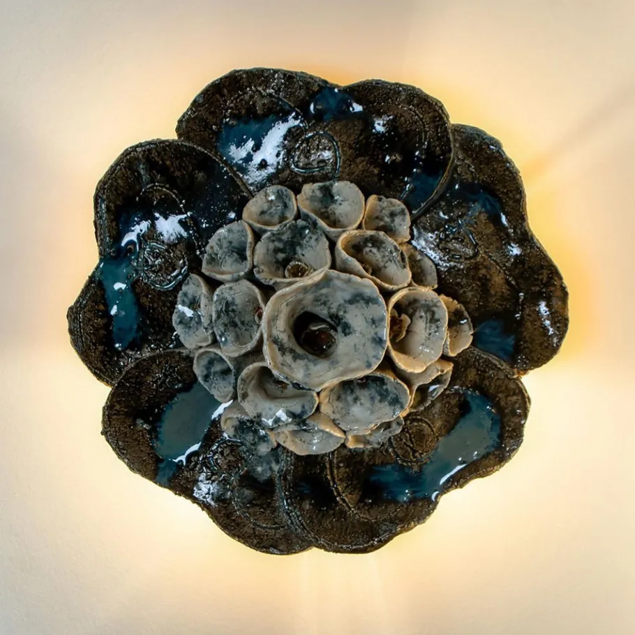 Pamono Vintage Danish Floral Ceramic Wall Light, 1970