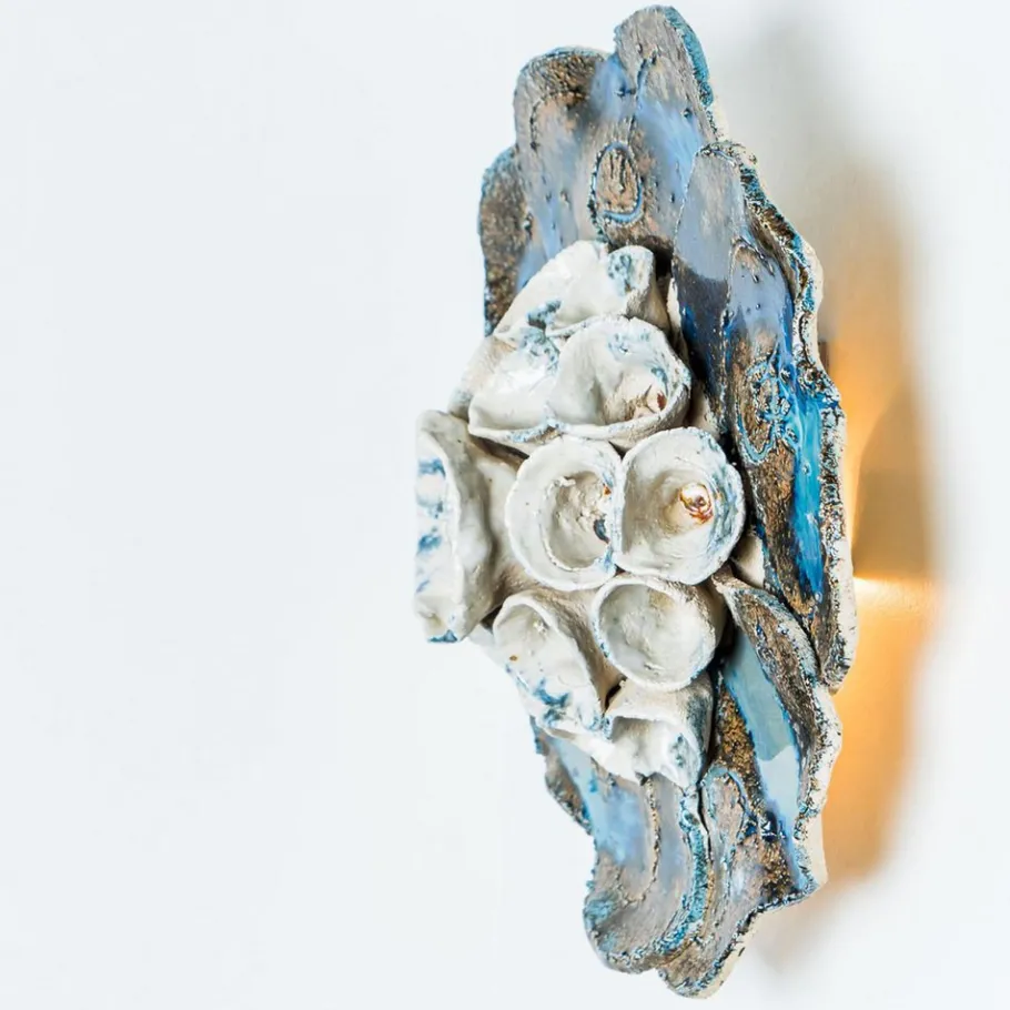 Pamono Vintage Danish Floral Ceramic Wall Light, 1970