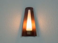 Best Pamono Vintage Danish Teak, Brass and Opaline Glass Wall Lamp