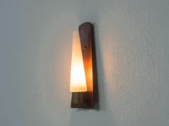 Best Pamono Vintage Danish Teak, Brass and Opaline Glass Wall Lamp