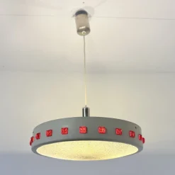 Clearance Pamono Vintage DDR UFO Lamp in White with Red Elements, 1970s