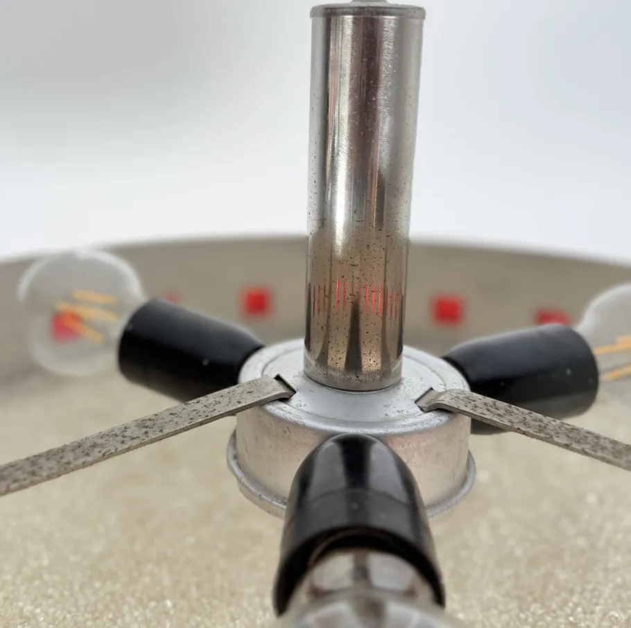 Clearance Pamono Vintage DDR UFO Lamp in White with Red Elements, 1970s