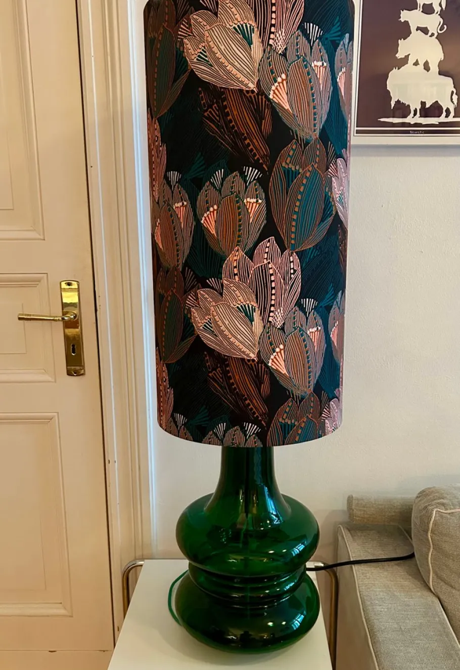 Discount Pamono Vintage Doria Lamp in Green Opal Glass with Interior Lighting from Doria Leuchten, 1970s