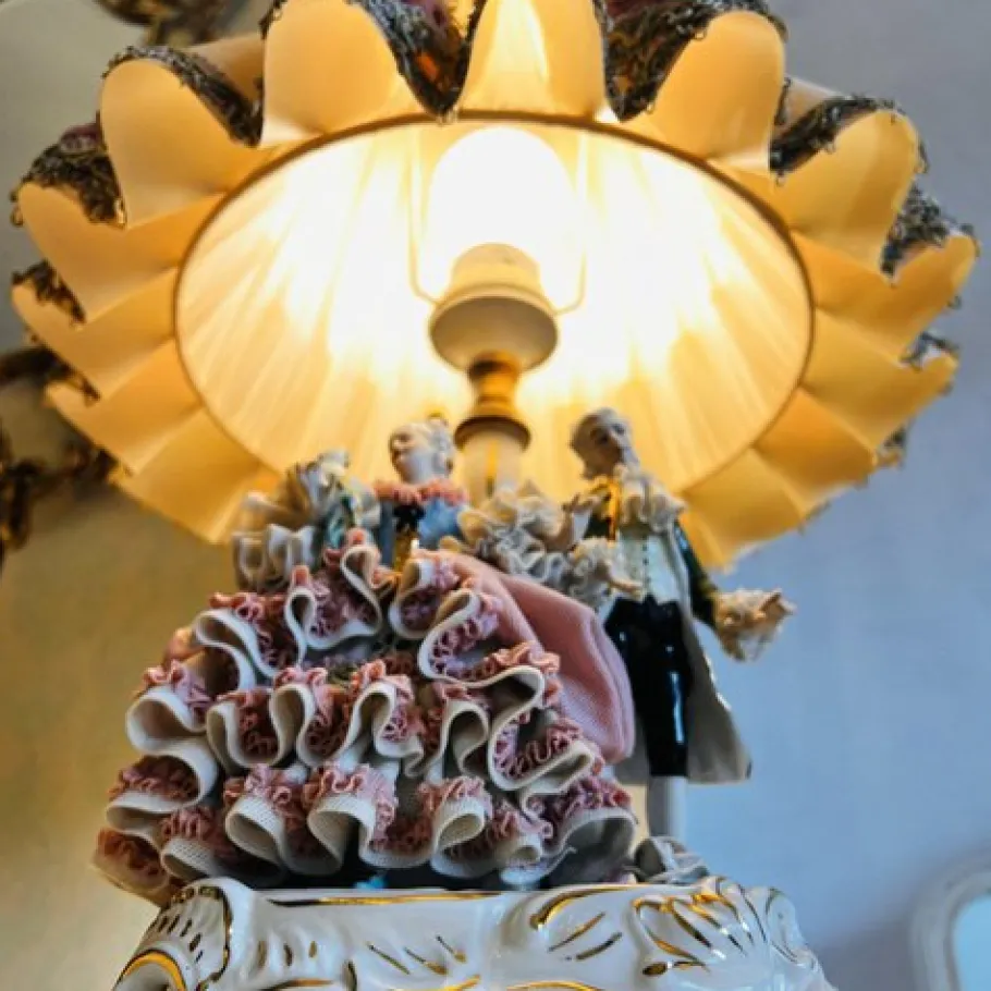 Outlet Pamono Vintage Dresden Porcelain Bedside Lamp, Dresden, Germany