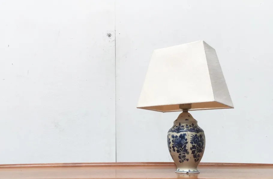 Pamono Vintage Dutch Delft Blue Table Lamp from Zenith, Gouda