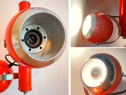 New Pamono Vintage Dutch Orange Ceiling Pendant Lamp with Swivel Spotlights by Herda, 1960s