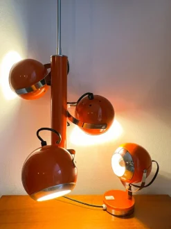 New Pamono Vintage Dutch Orange Ceiling Pendant Lamp with Swivel Spotlights by Herda, 1960s