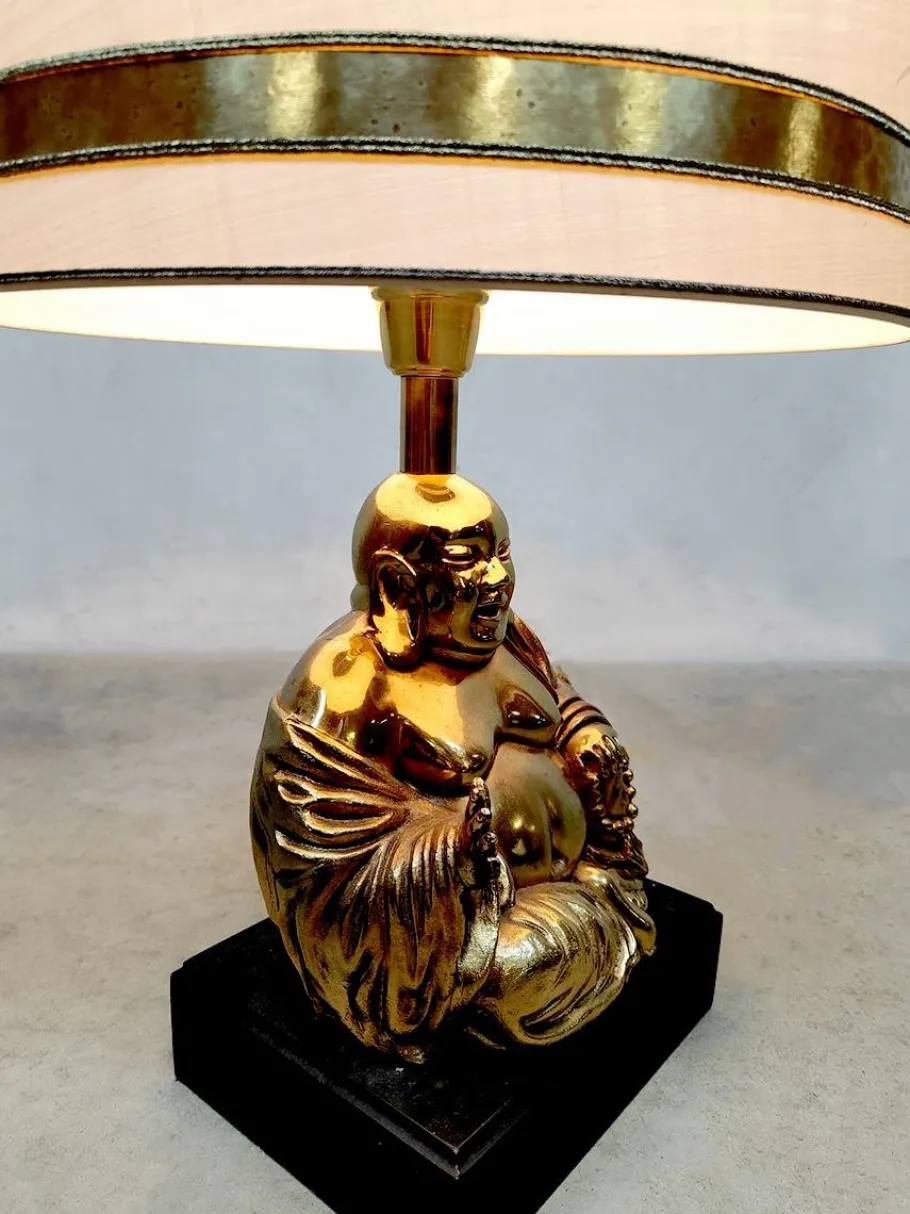 Sale Pamono Vintage Eclectic Brass Buddha Table Lamp, 1960s