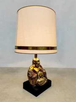 Sale Pamono Vintage Eclectic Brass Buddha Table Lamp, 1960s