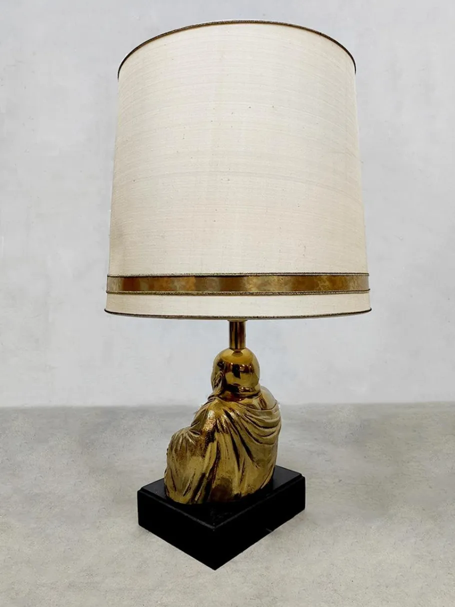 Sale Pamono Vintage Eclectic Brass Buddha Table Lamp, 1960s