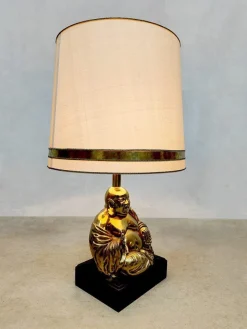 Sale Pamono Vintage Eclectic Brass Buddha Table Lamp, 1960s