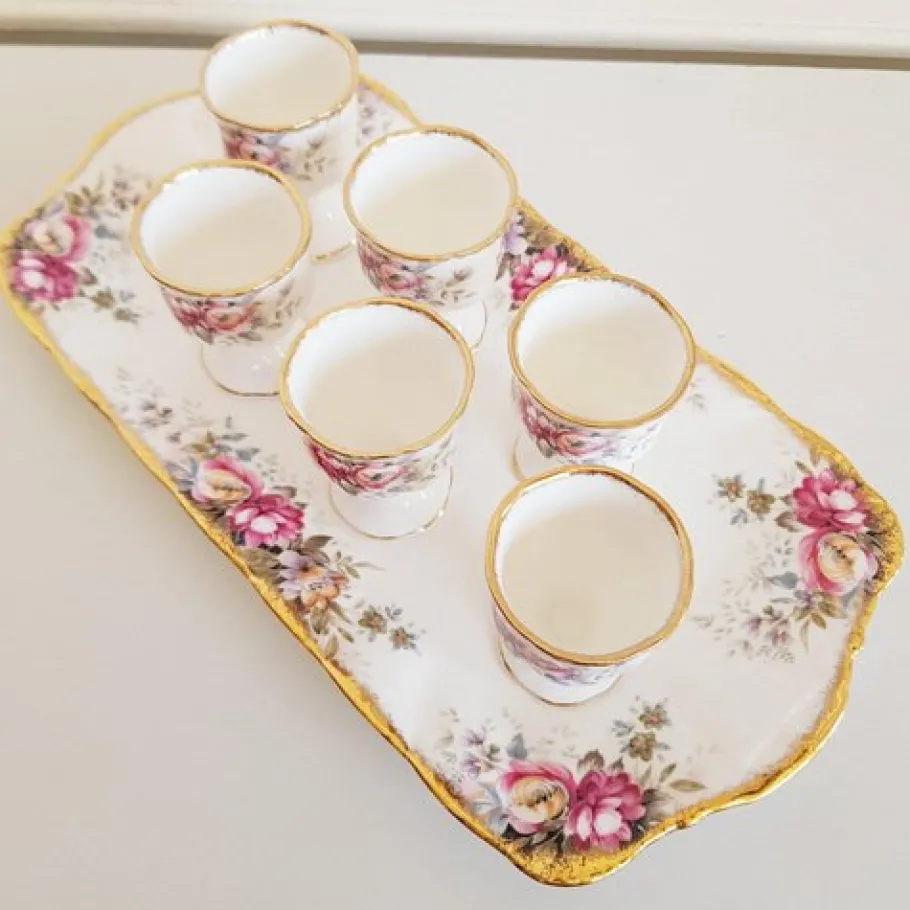 Best Pamono Vintage Egg Cups and Under Plate Queen Anne, England