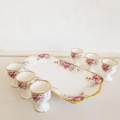 Best Pamono Vintage Egg Cups and Under Plate Queen Anne, England