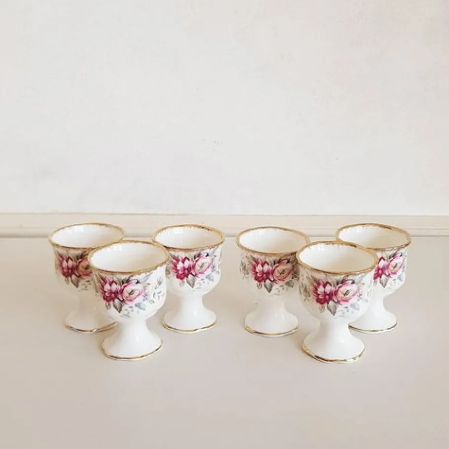 Best Pamono Vintage Egg Cups and Under Plate Queen Anne, England