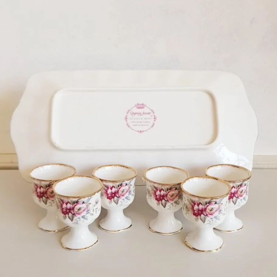 Best Pamono Vintage Egg Cups and Under Plate Queen Anne, England