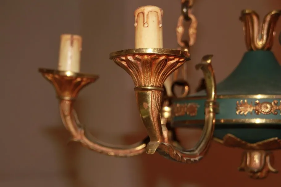 Best Pamono Vintage Empire Style Bronze Chandelier