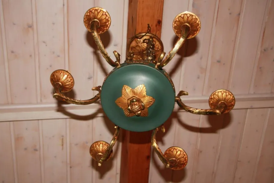 Best Pamono Vintage Empire Style Bronze Chandelier