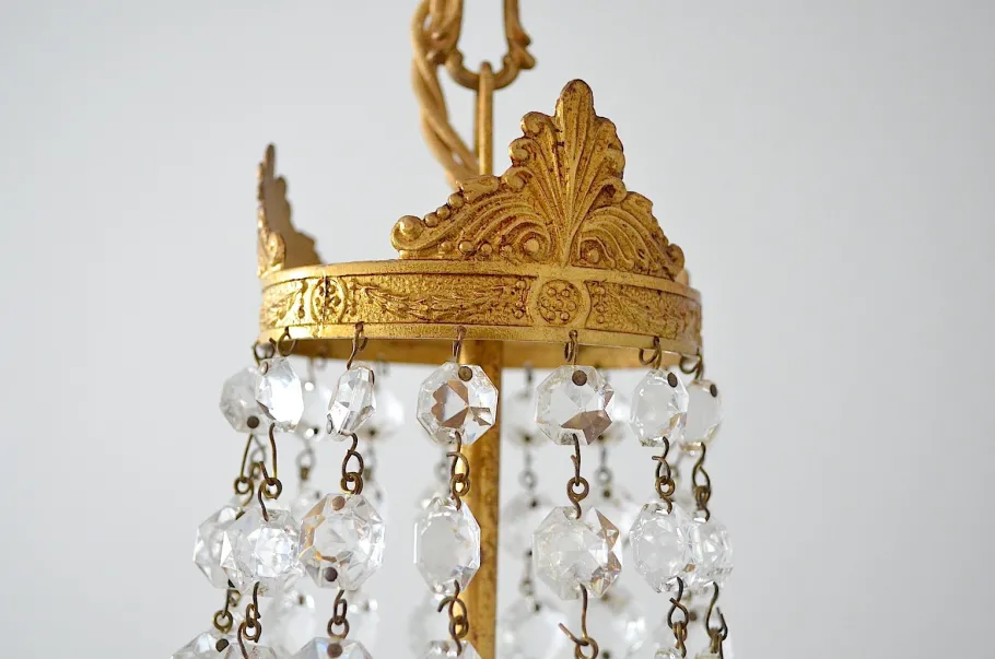 Clearance Pamono Vintage Empire Style Italian Crystal Chandelier, 1950s
