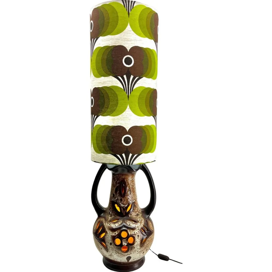 Best Pamono Vintage Fat Lava Floor Lamp in Orange and Brown Drip-Glazes attributed to Walter Gerhards, 1962